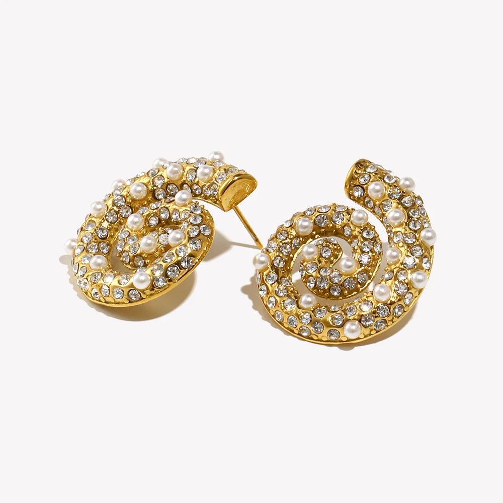 Boucles d'Oreilles Coquillages Cristaux femme or