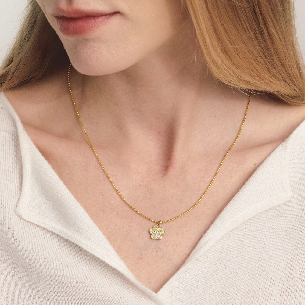Collier Patte de Chien Brillante femme