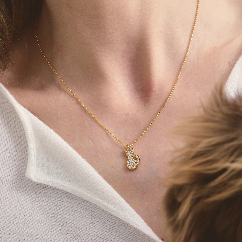 Collier Chat Strass diamant