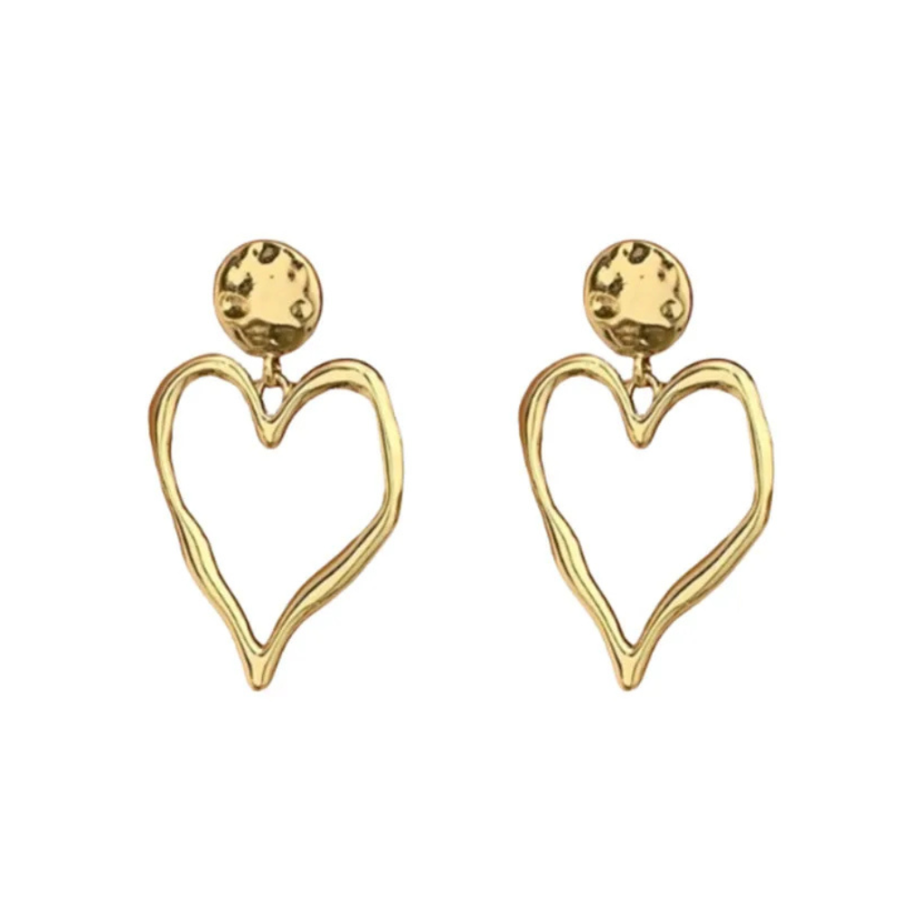 Boucles d'Oreilles Coeur Femme Dorées