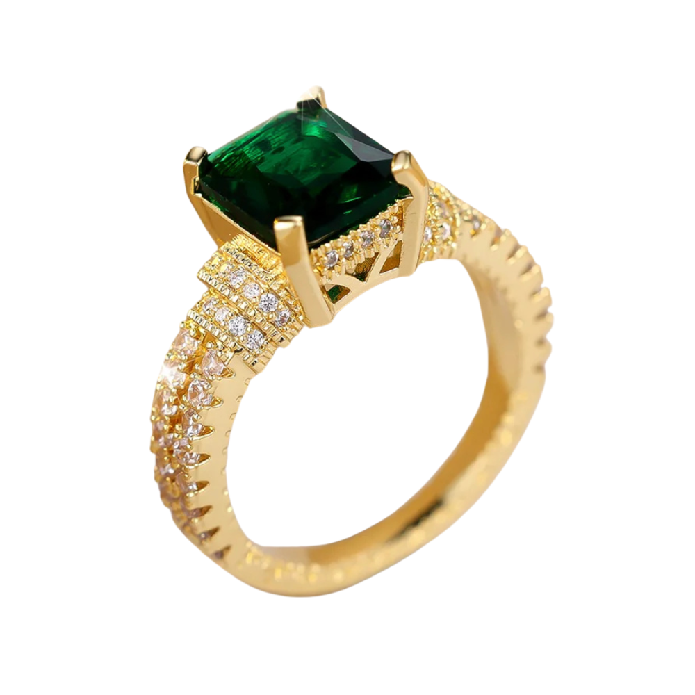 Bague Or et Gros Saphir Vert