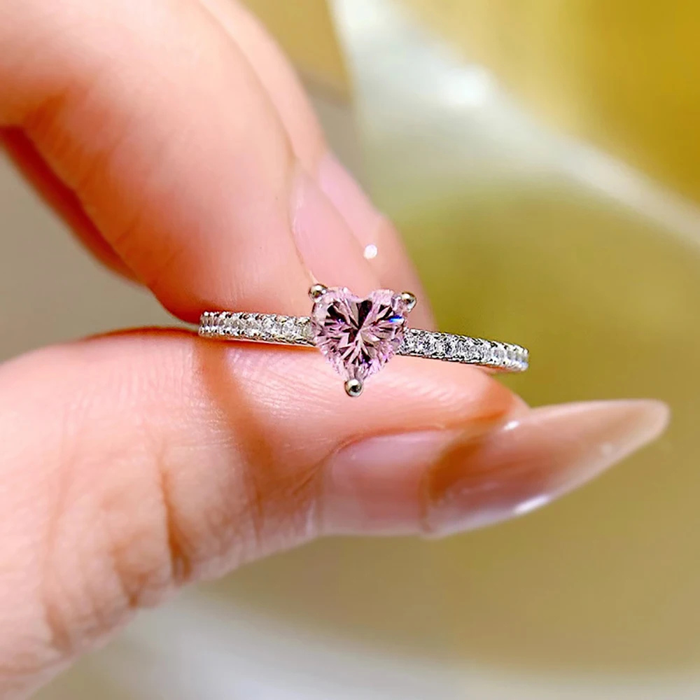 Bague Fiançailles Cœur Rose