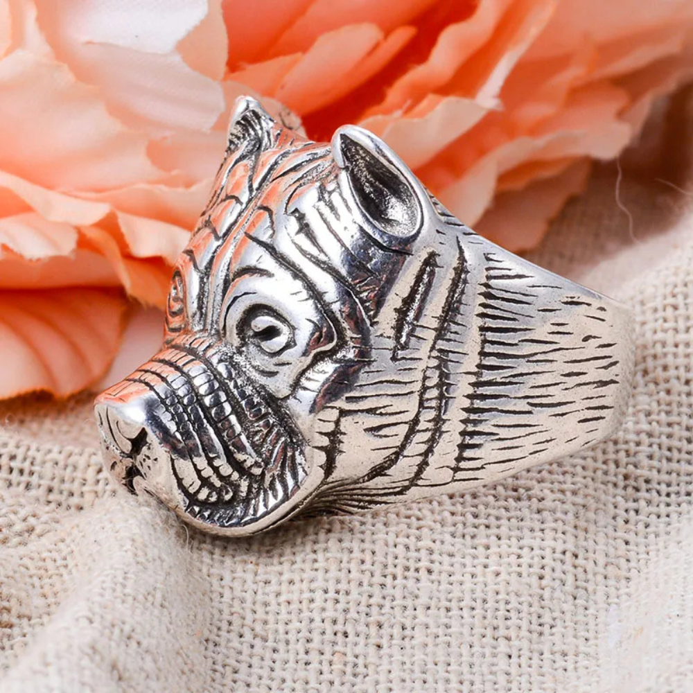 Bague Tête de Pittbull chevalière