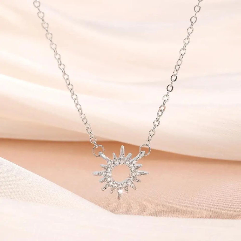 Collier Soleil Argent Brillant strass