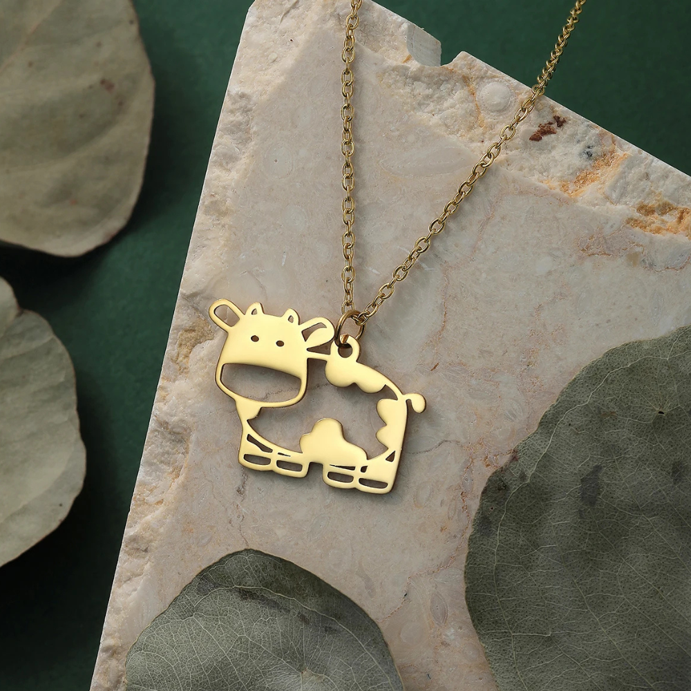 Collier Pendentif Vache or