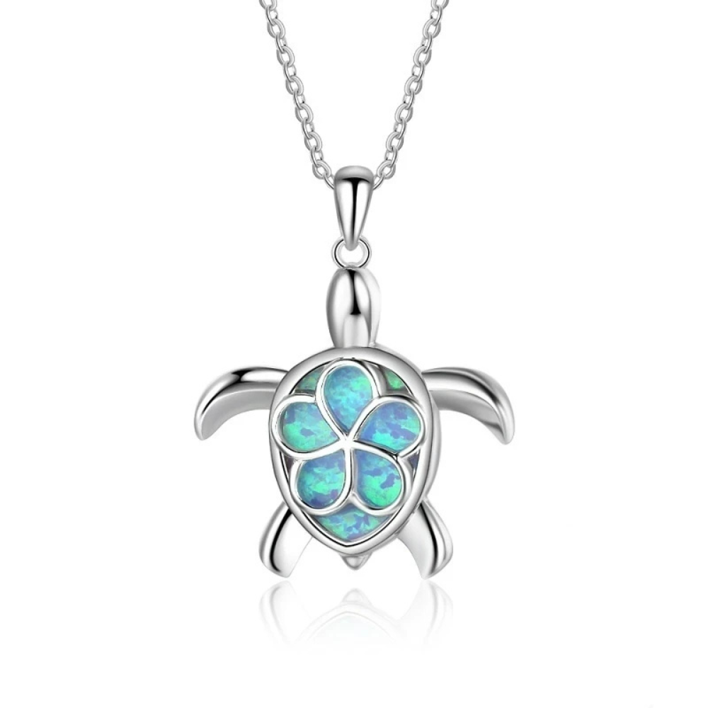 Collier Tortue Colorée bleue