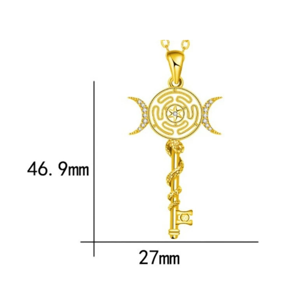 Collier clé mystique doré