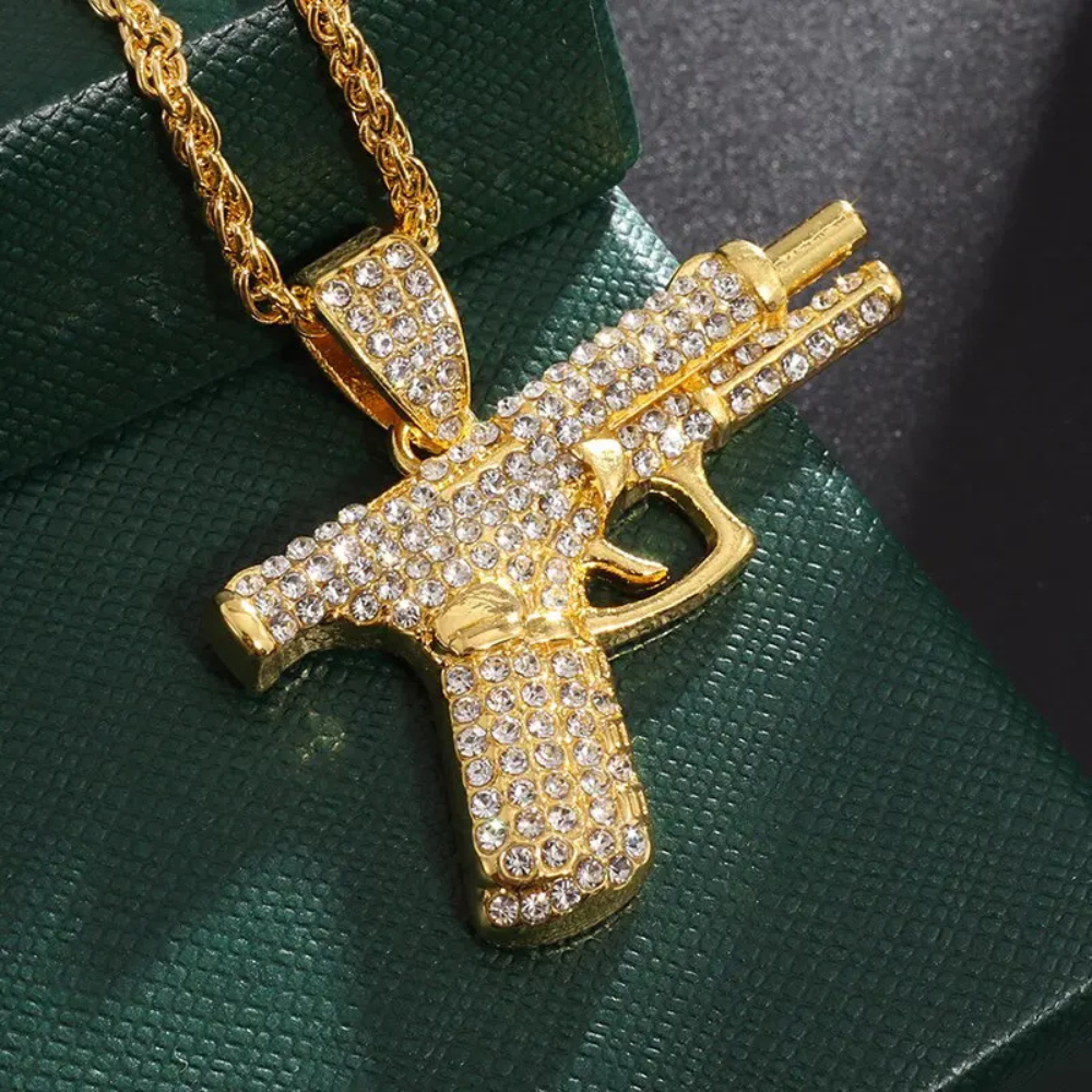 Collier pistolet strass