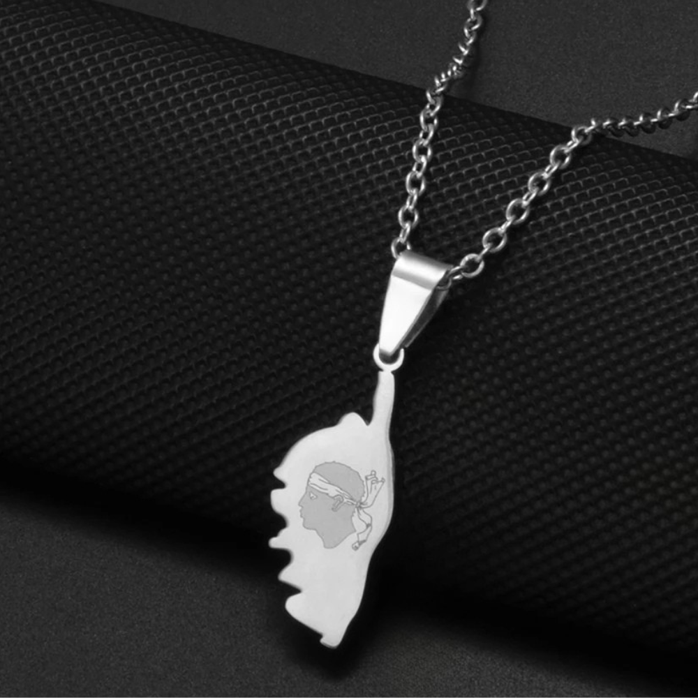 Collier Corse Acier Inoxydable argent