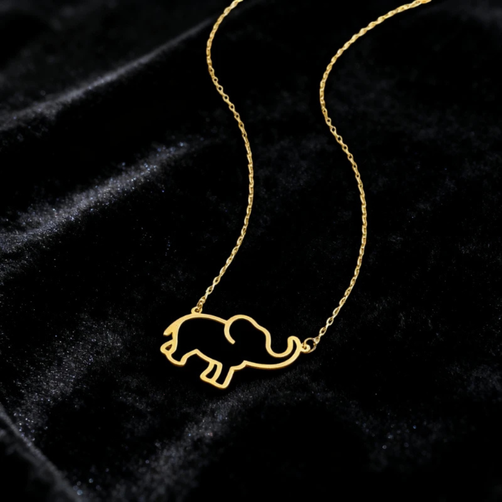 Collier Éléphant Doré acier inox