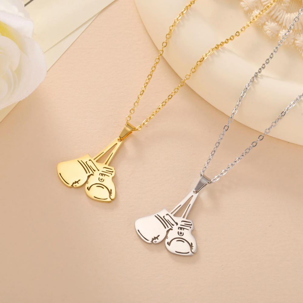 Collier Gants de Boxe Femme acier inox