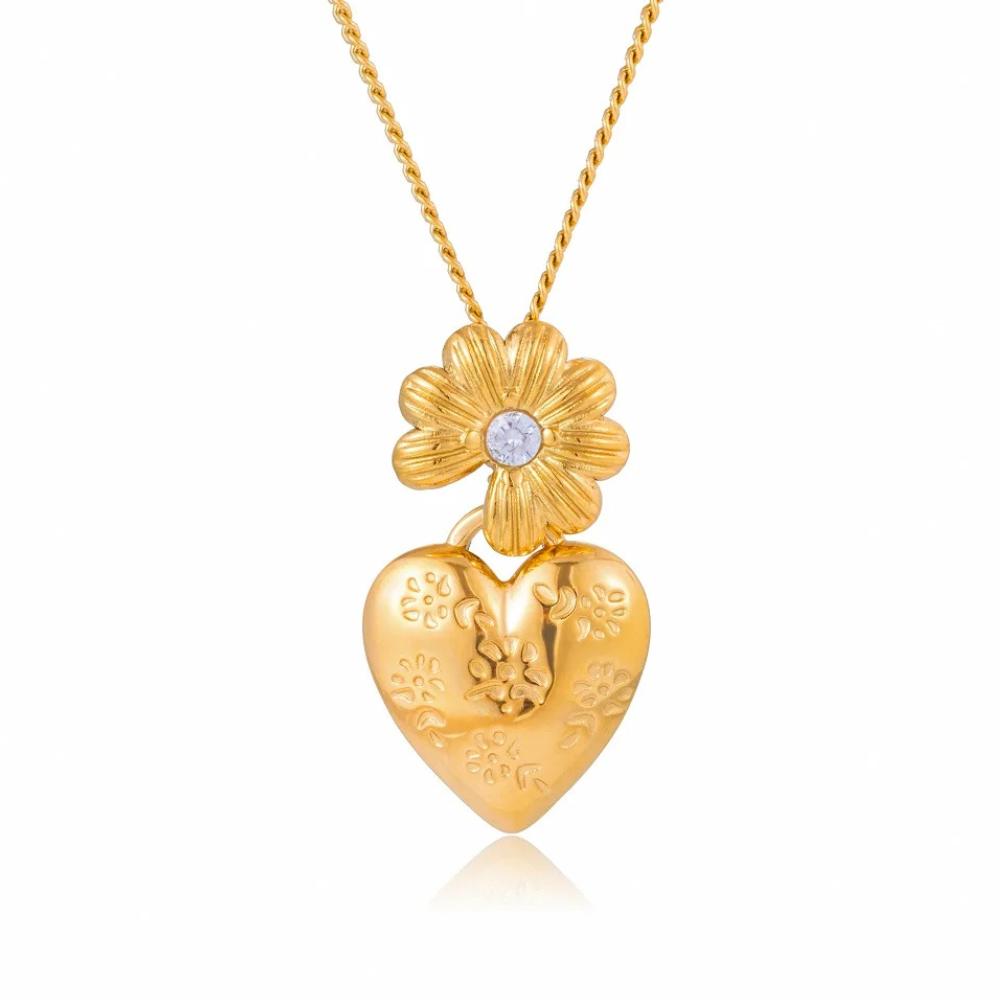 Collier Fleur et Coeur