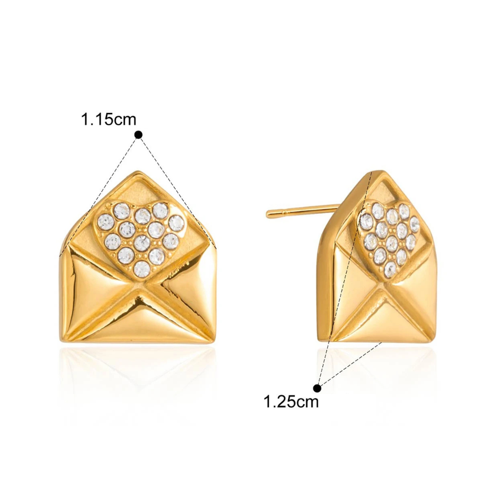 Boucles d'Oreilles Enveloppe Strass or