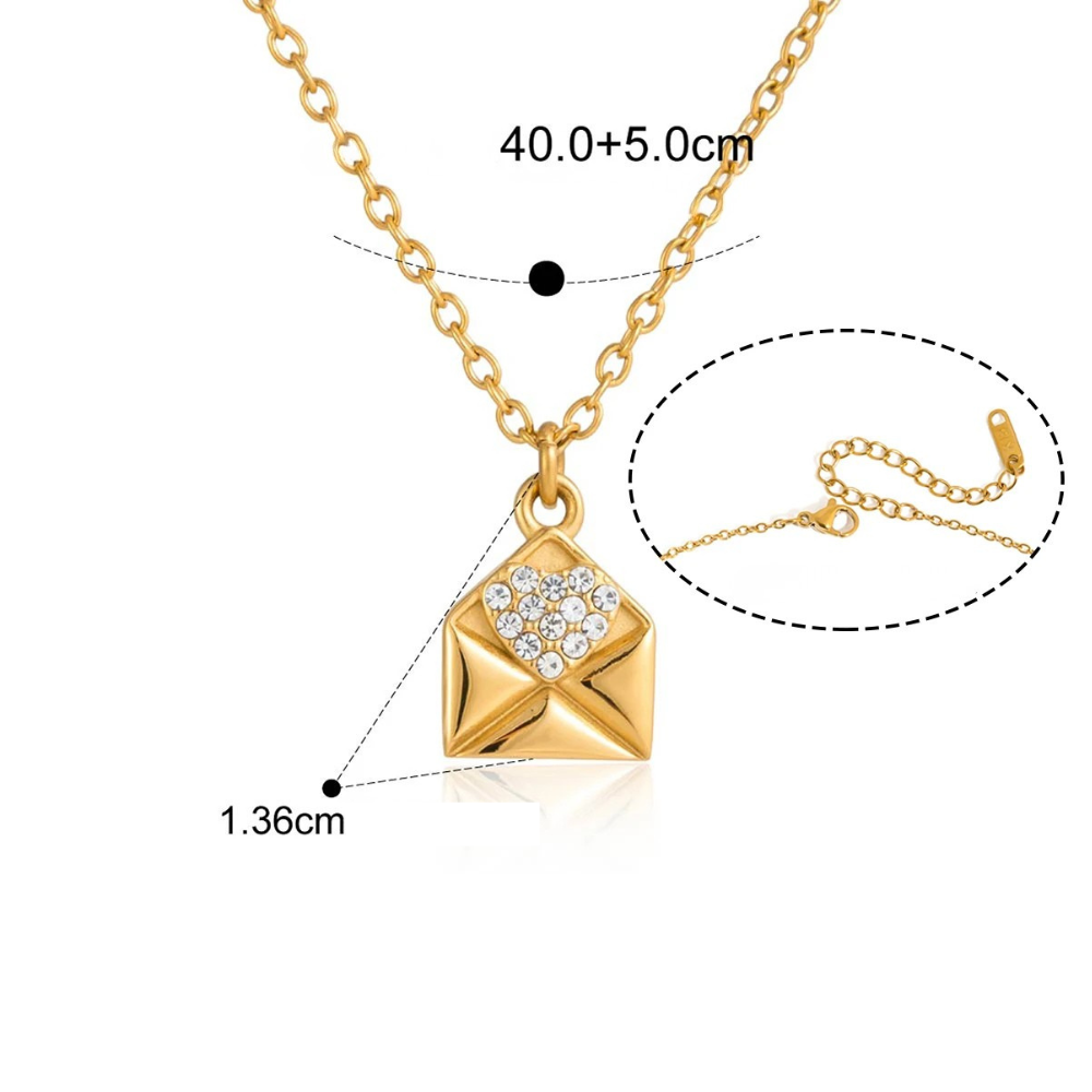 Collier Enveloppe Strass doré
