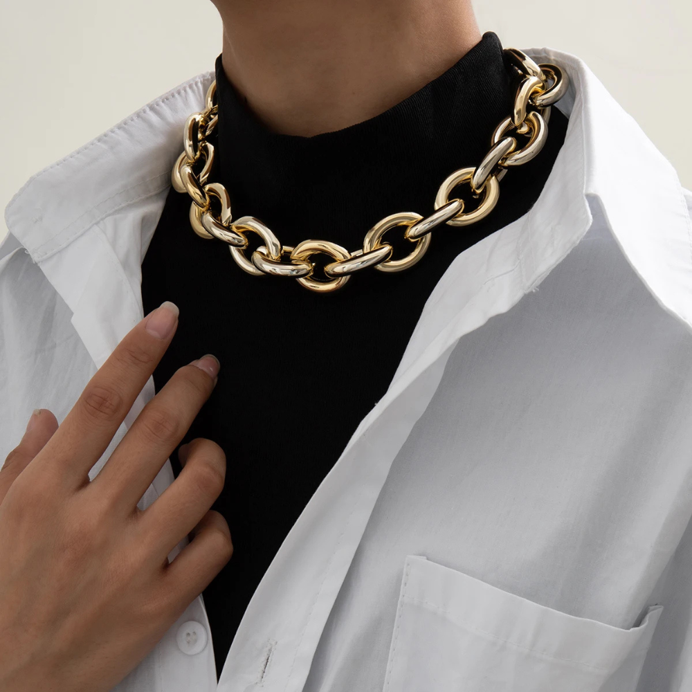 Collier Grosse Maille Doré femme