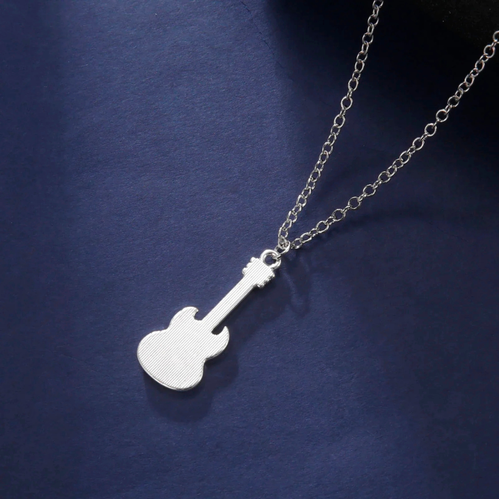 Collier Guitare Noire argent