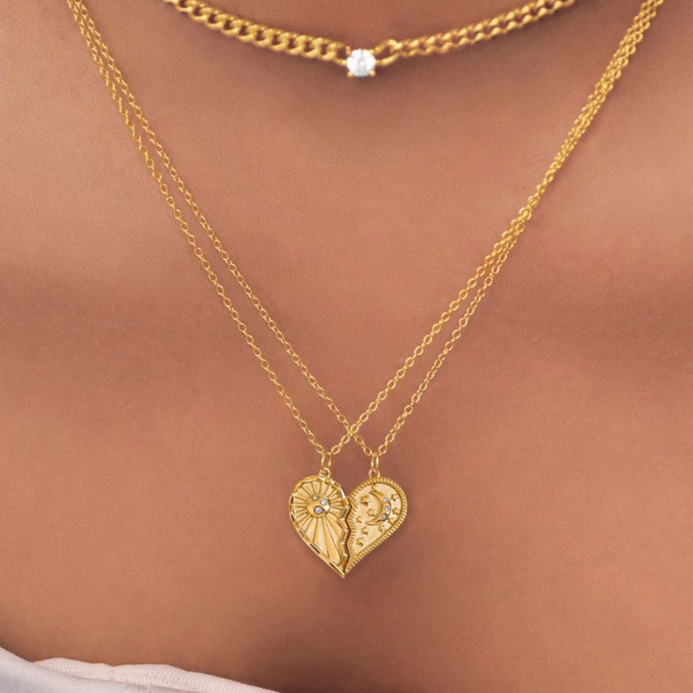 Double Collier Coeur Best Friends strass