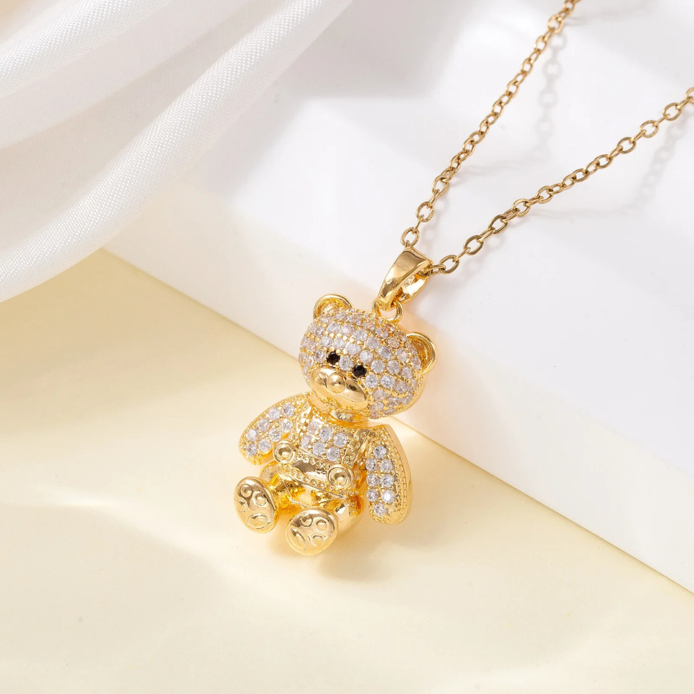 Collier Ourson Diamant coeur 