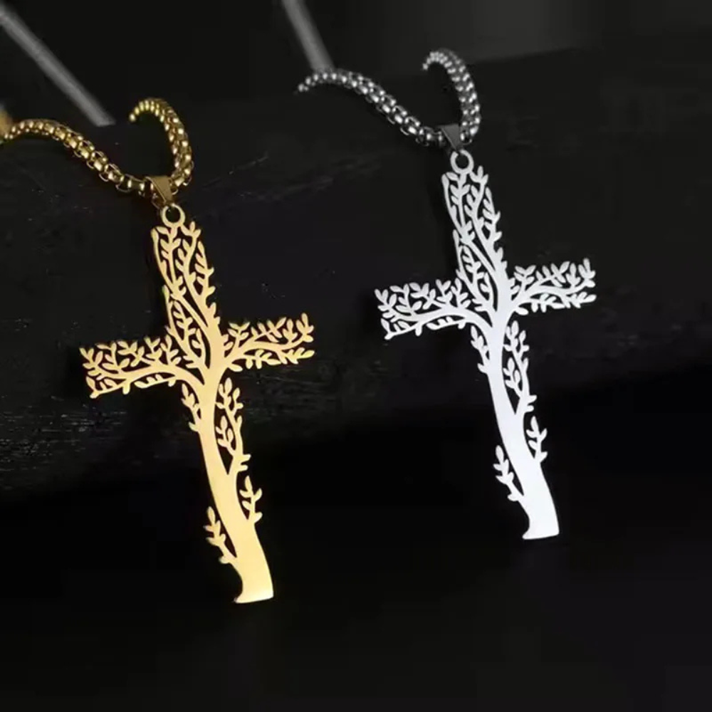 Collier Croix Arbre argent