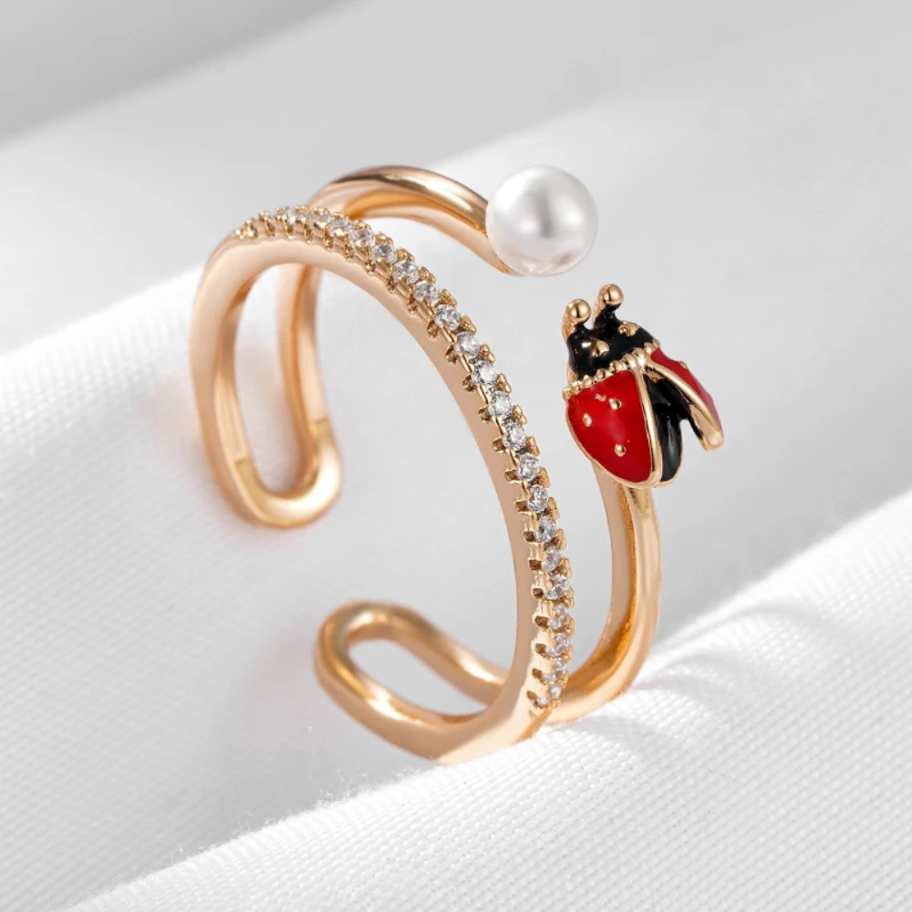 Bague Coccinelle Perle blanche