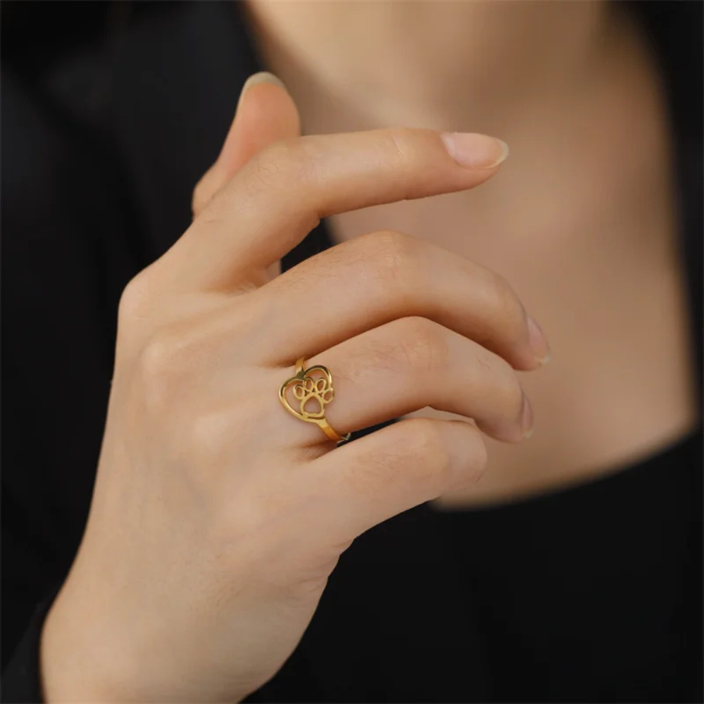 Bague Patte de Chien Coeur femme