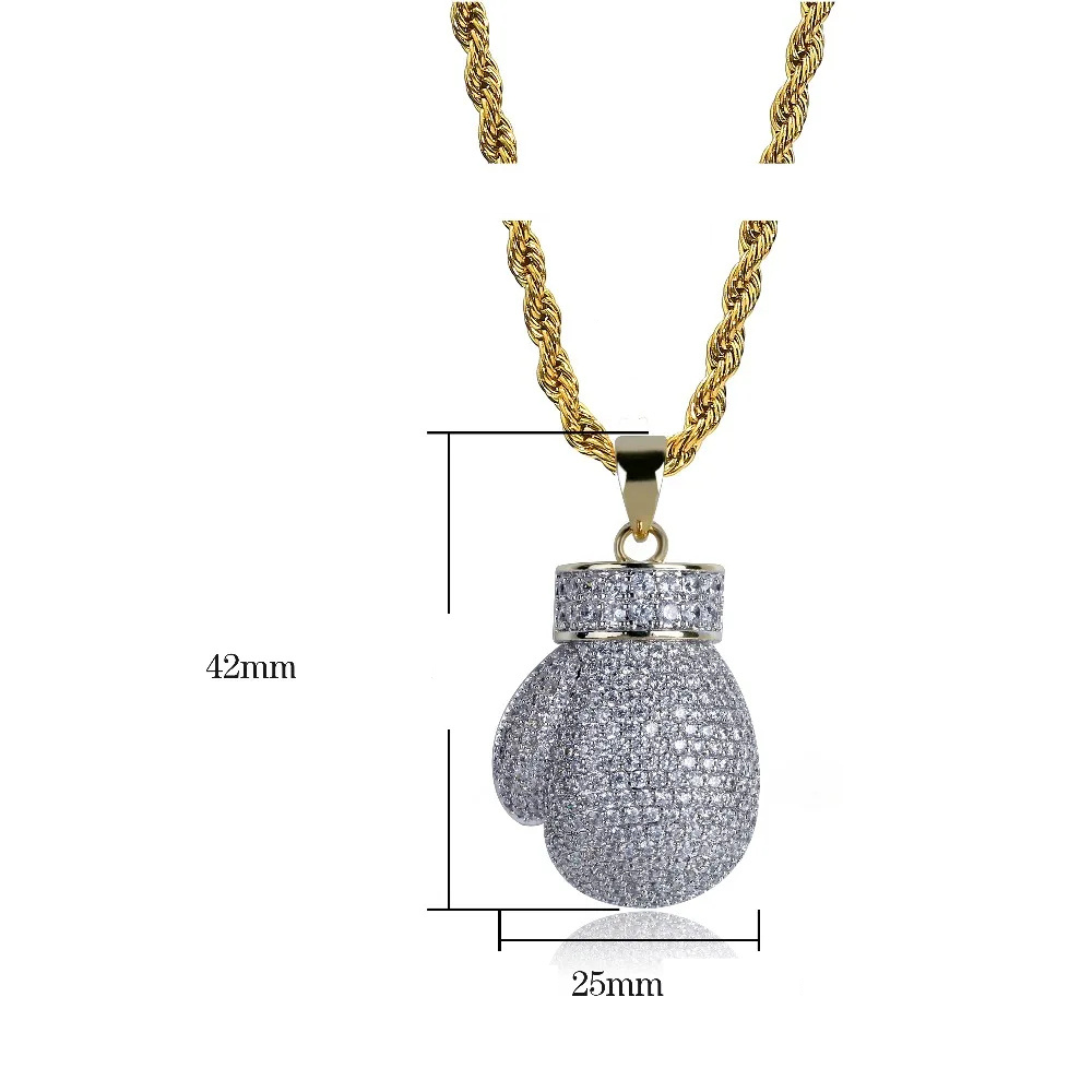 Collier Gants de Boxe Or et Argent strass
