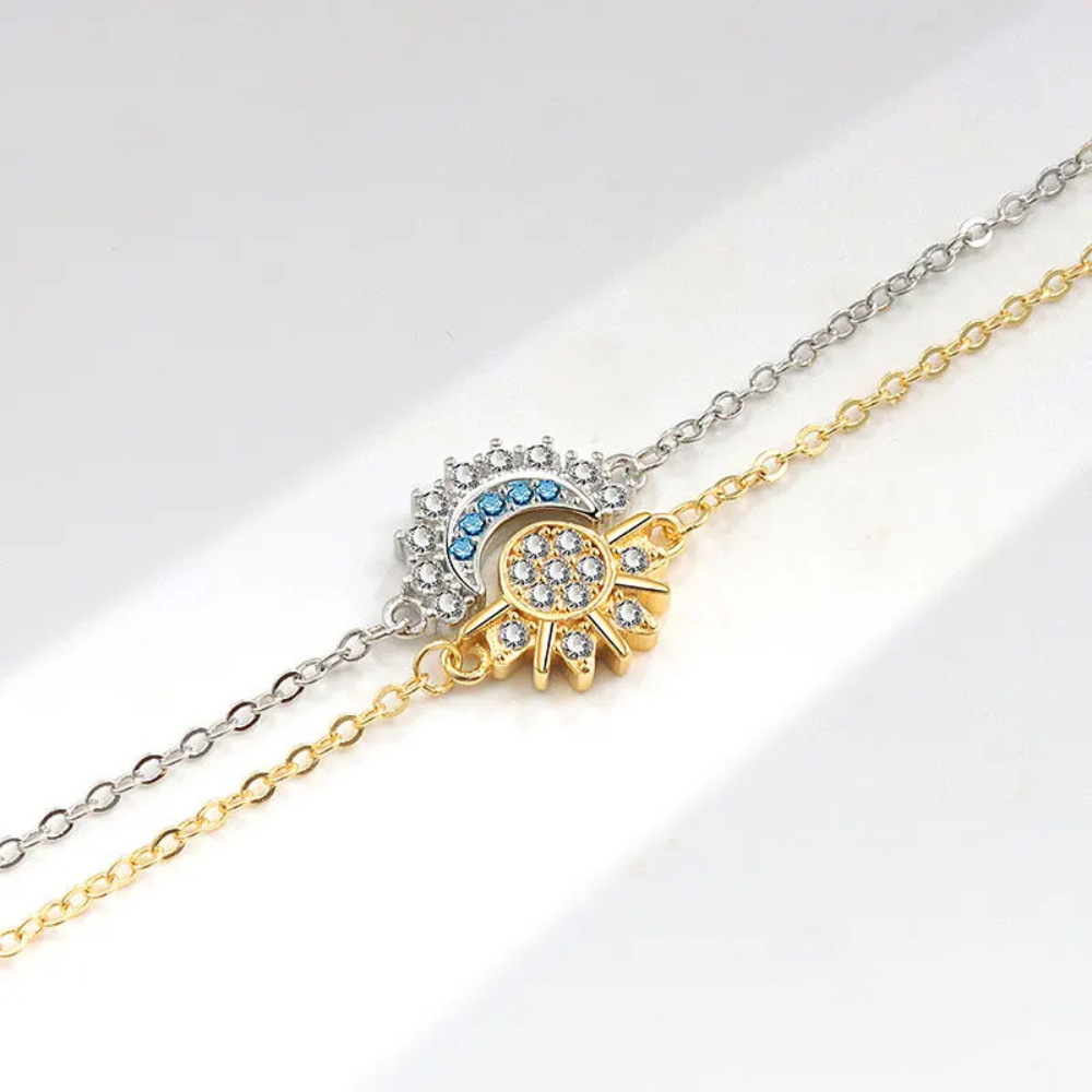 Bracelet Céleste Soleil et Lune acier