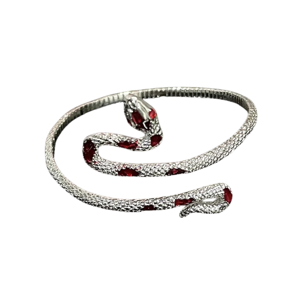 Bracelet Jonc Serpent Argent et Rouge
