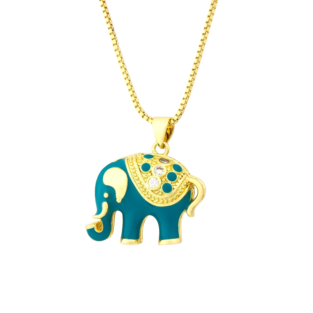 Collier Éléphant Bleu