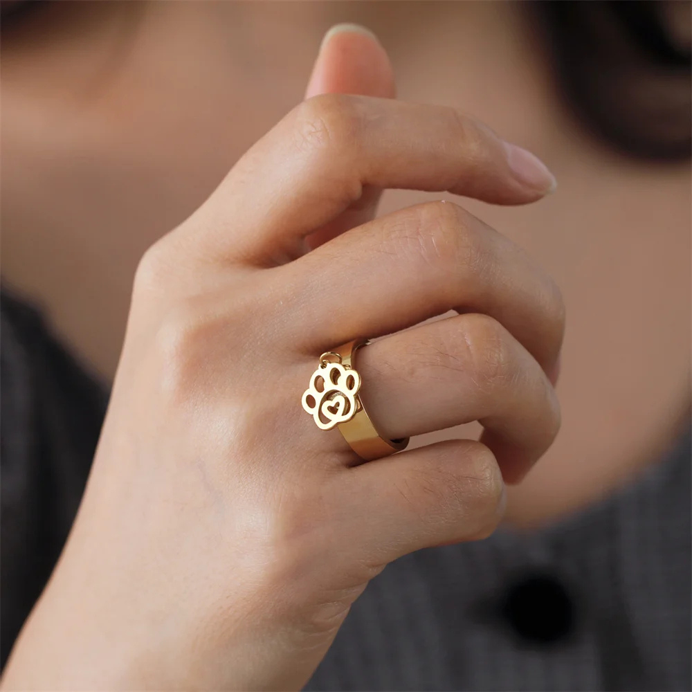 Bague Breloque Patte de Chien or