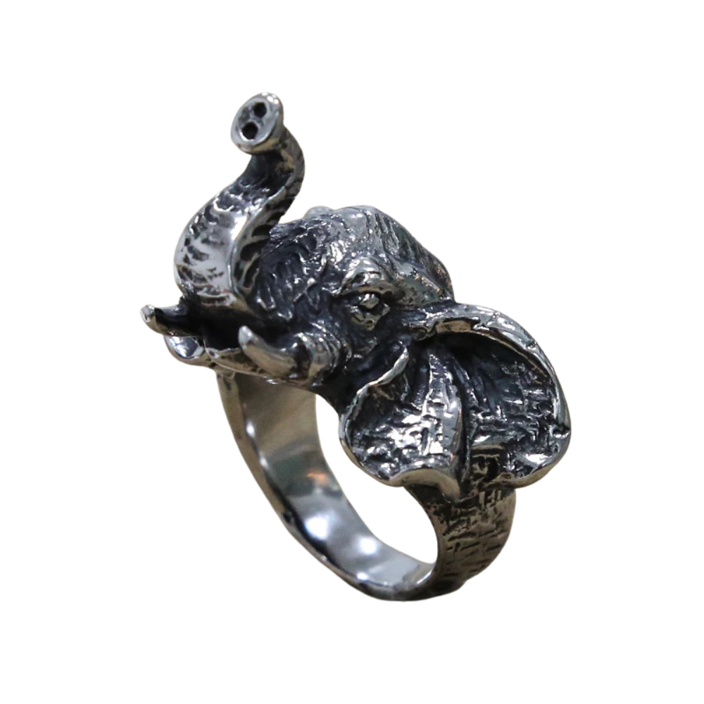 Chevalière Tête Éléphant Homme