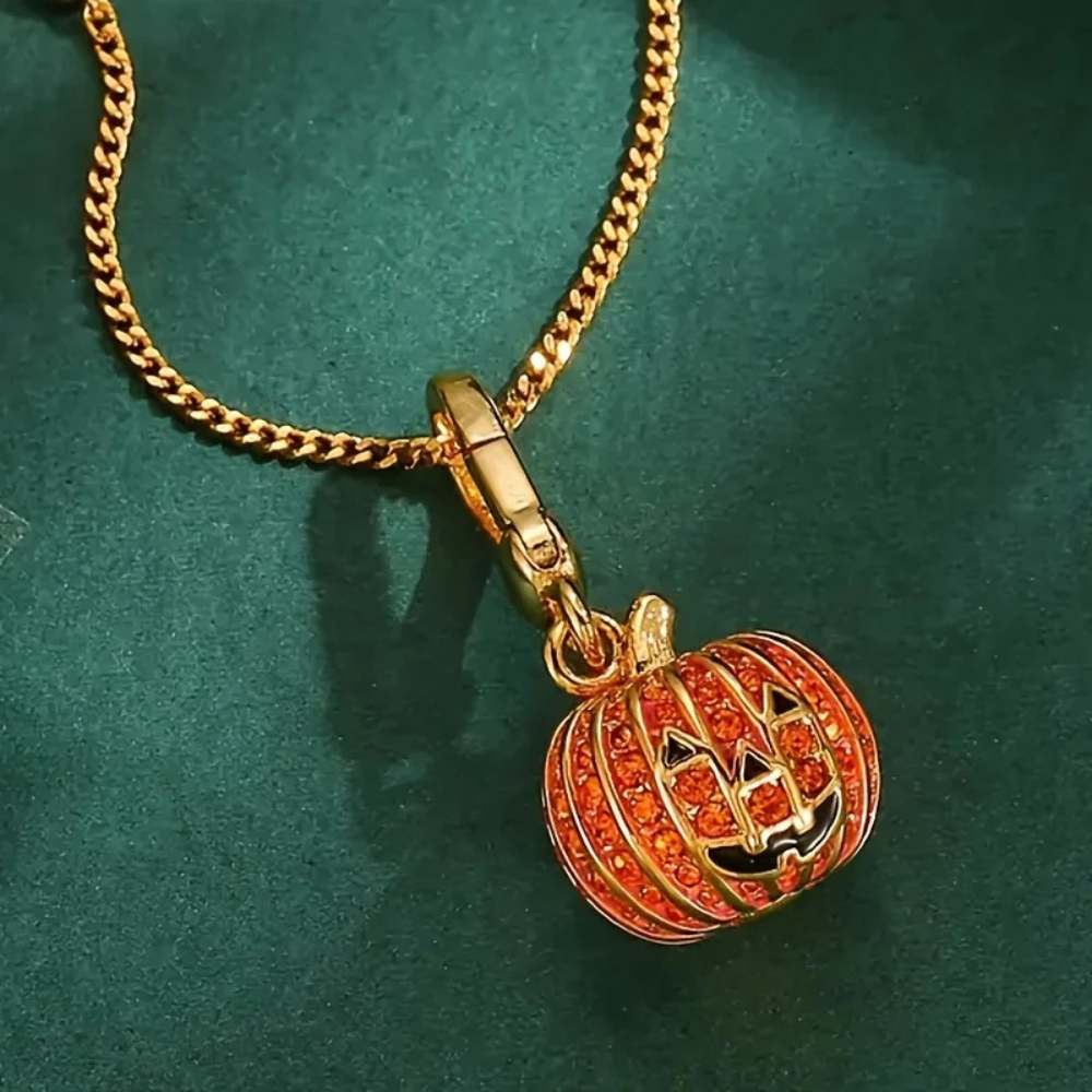 Collier Pendentif Citrouille Halloween doré