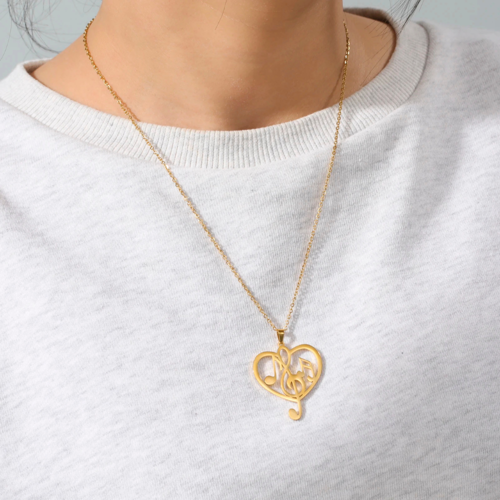 Collier Coeur Musique or