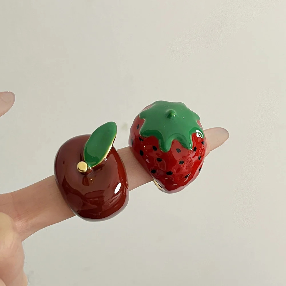 Bague Pomme Émail brillante