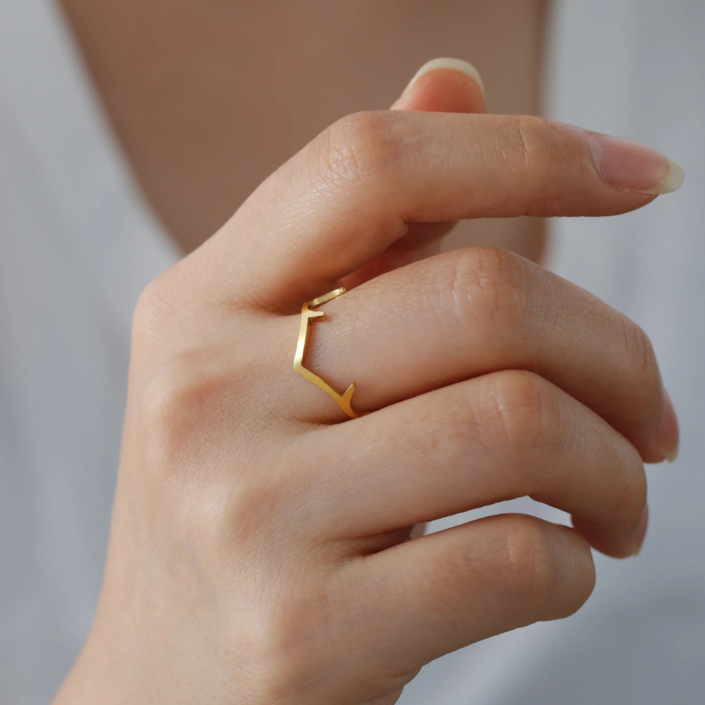 Bague Bois de Cerf Acier doré