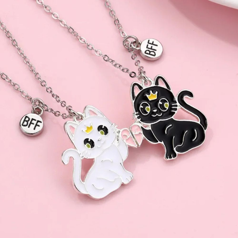 Collier bff chat noir et blanc