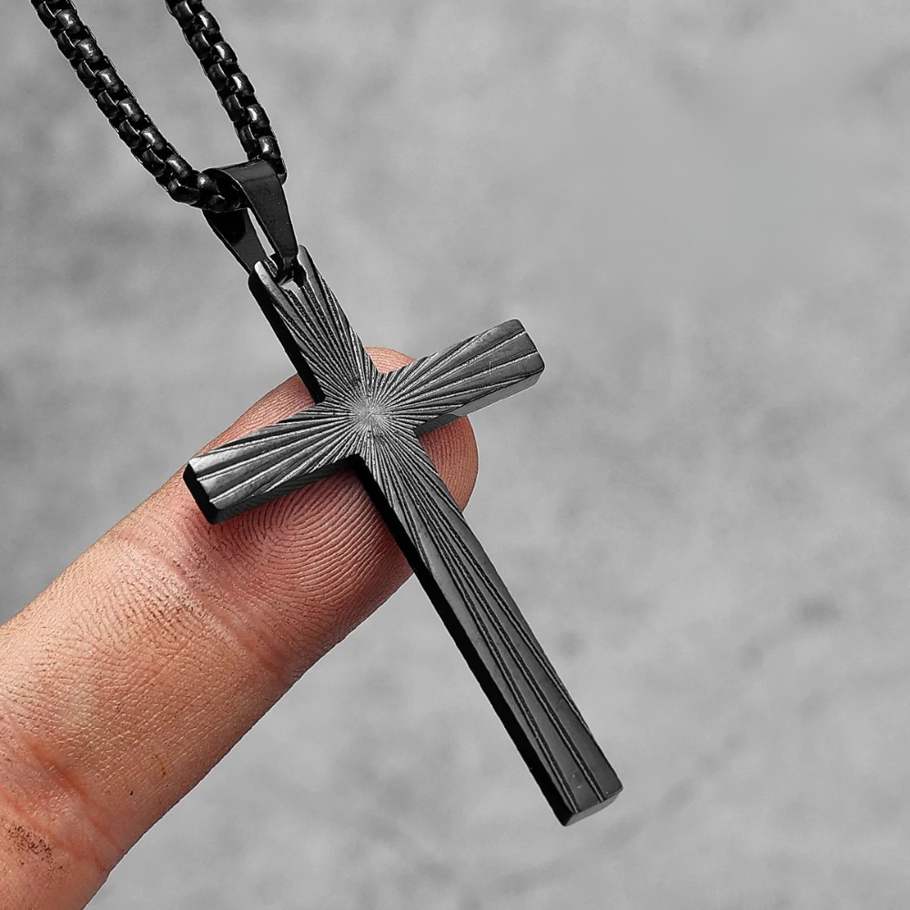Collier Croix Chrétienne Homme noir