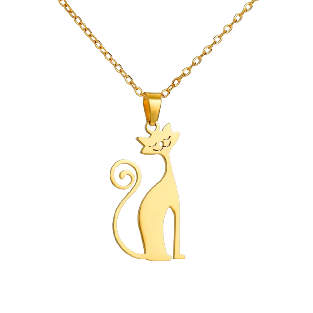 Collier Chat Stylisé or