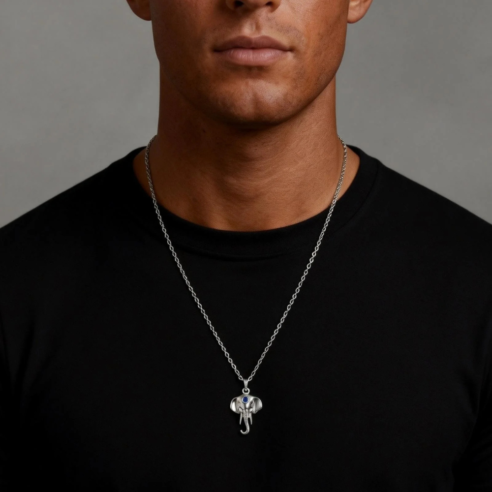 Collier Pendentif Éléphant Homme acier inox
