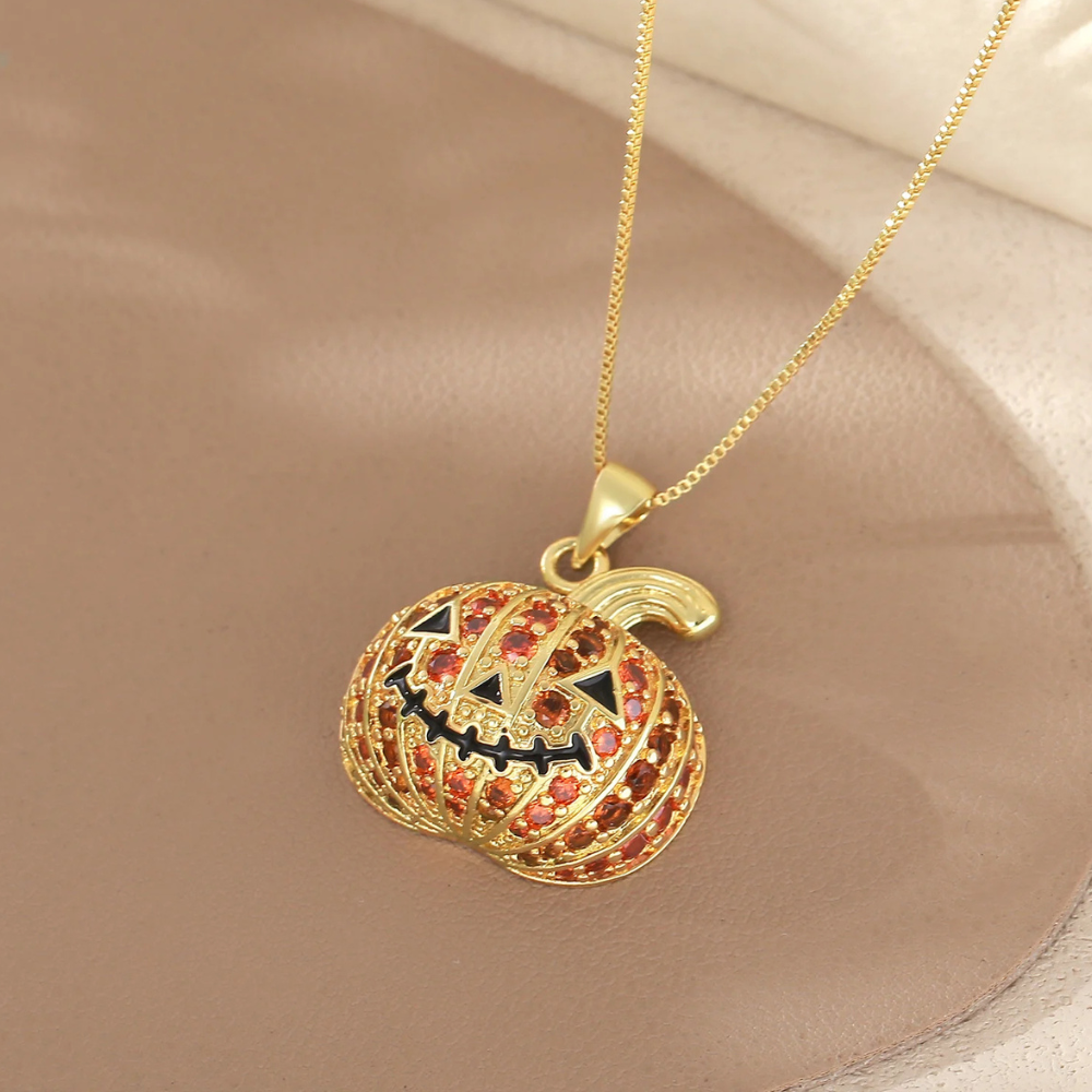 Collier Citrouille Halloween doré
