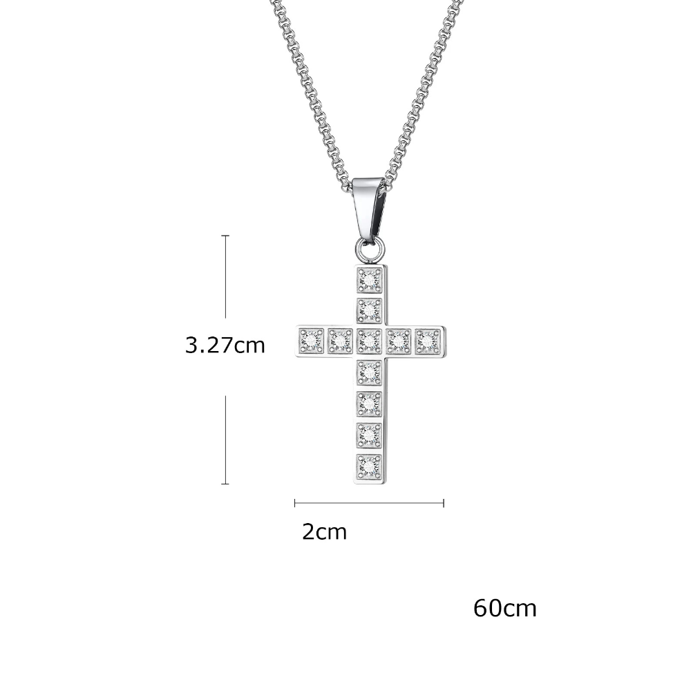 Collier Croix Argent Zircon blanc