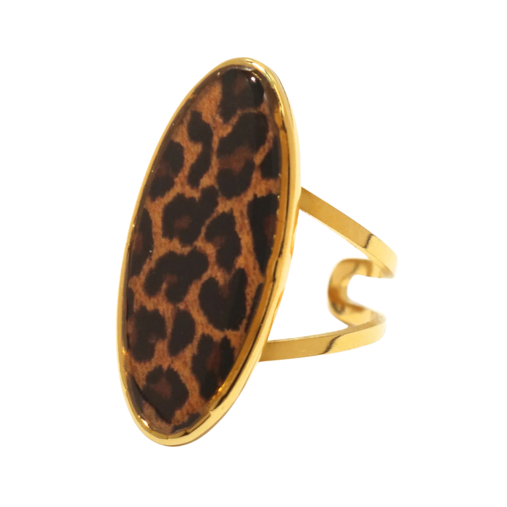 Bague Imprimé Léopard doré