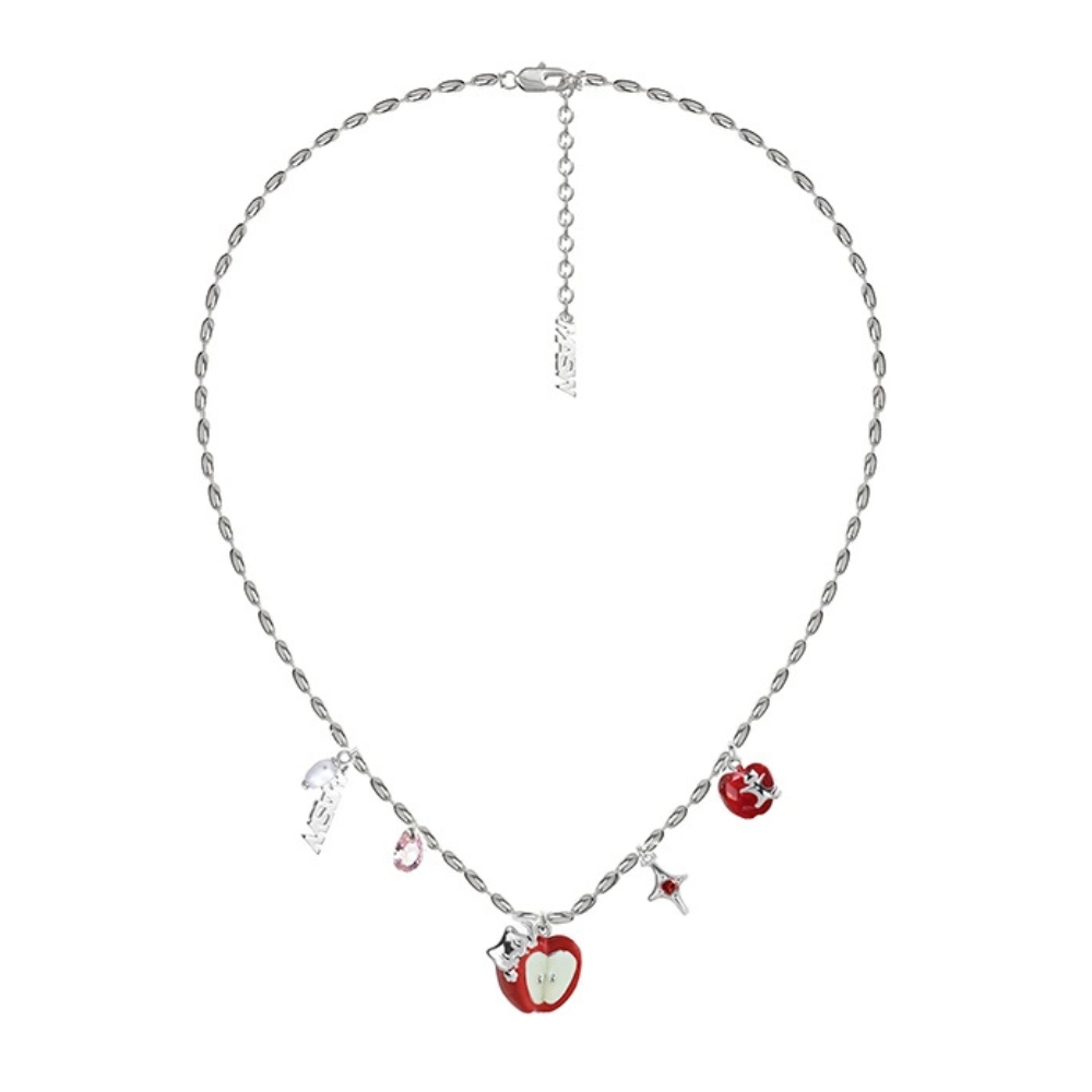 Collier Pomme argent et rouge