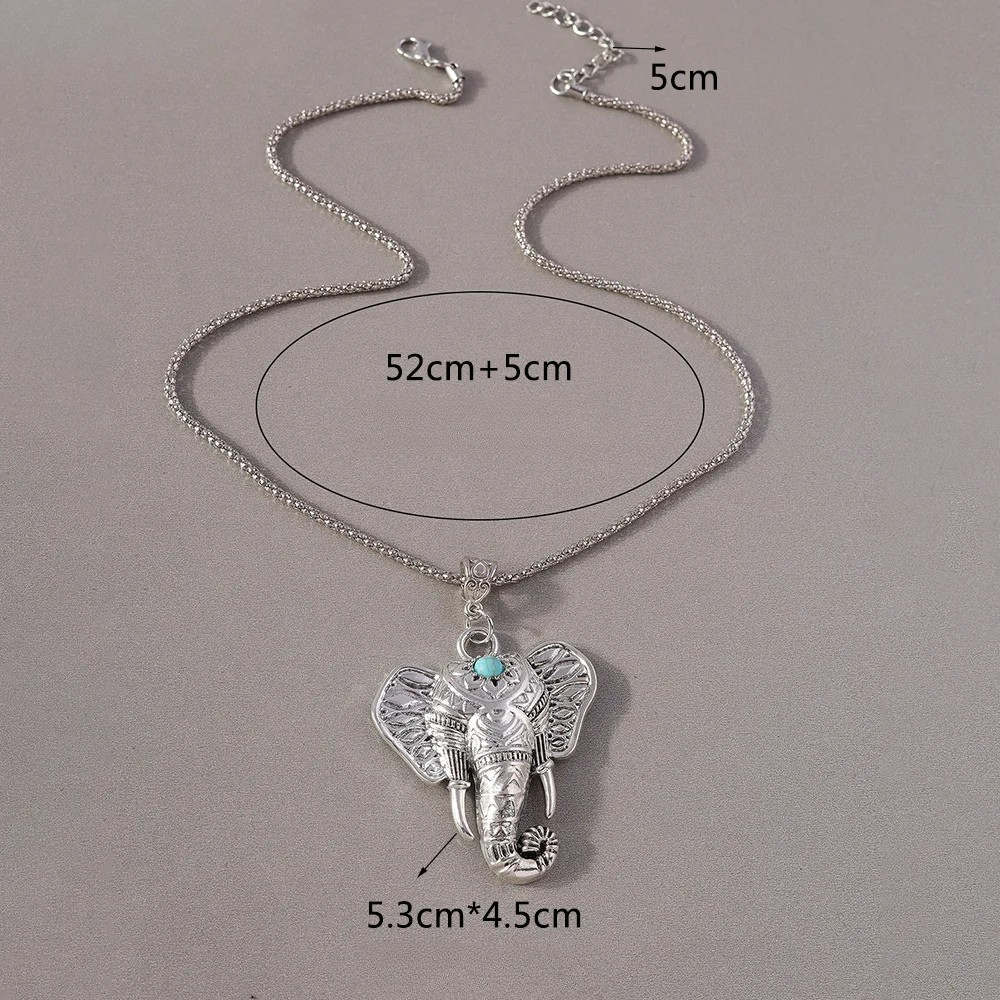 Collier Tête d'Éléphant perle Bleue argent