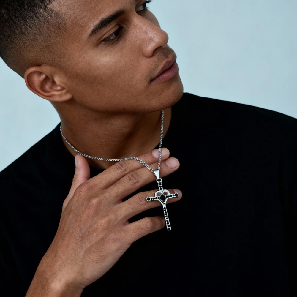 Collier Croix Acier Homme