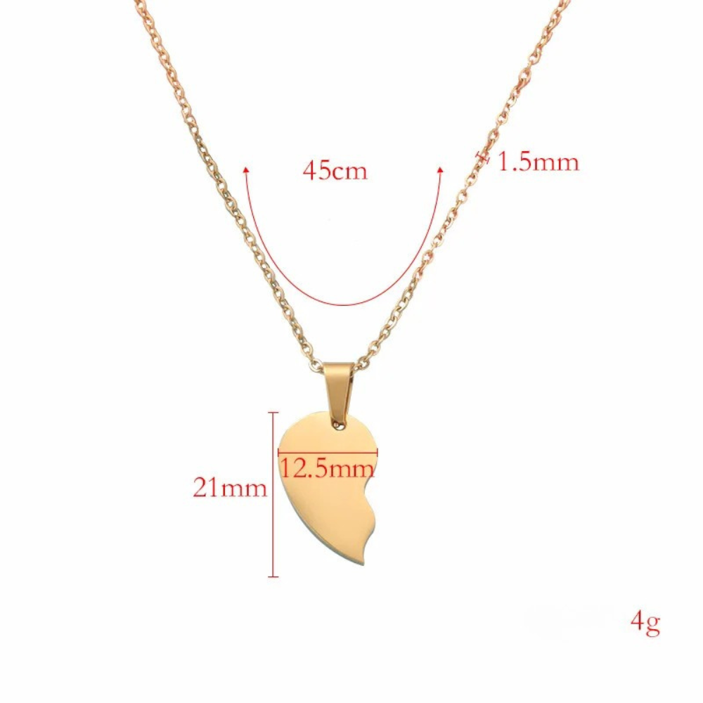 Collier Moitié Coeur pendentif