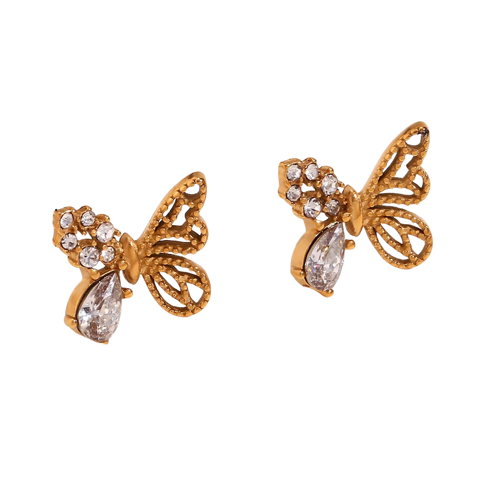 Boucles d'Oreille Papillon Strass