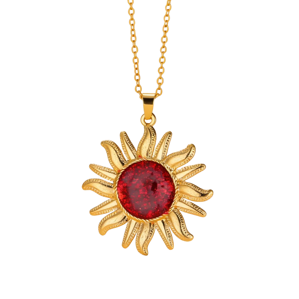Collier Soleil Pierre Rouge