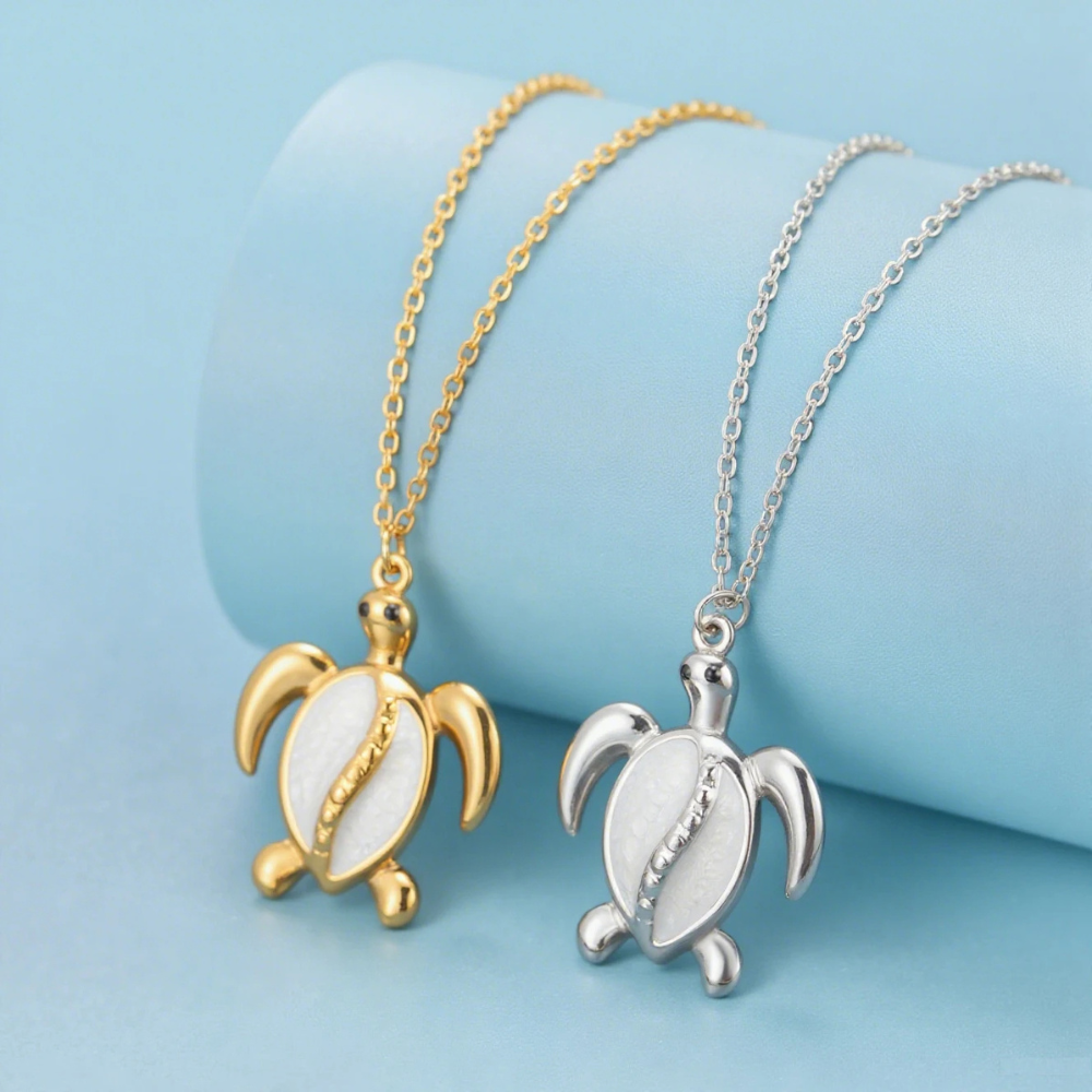 Collier Tortue Nacre Blanc pendentif