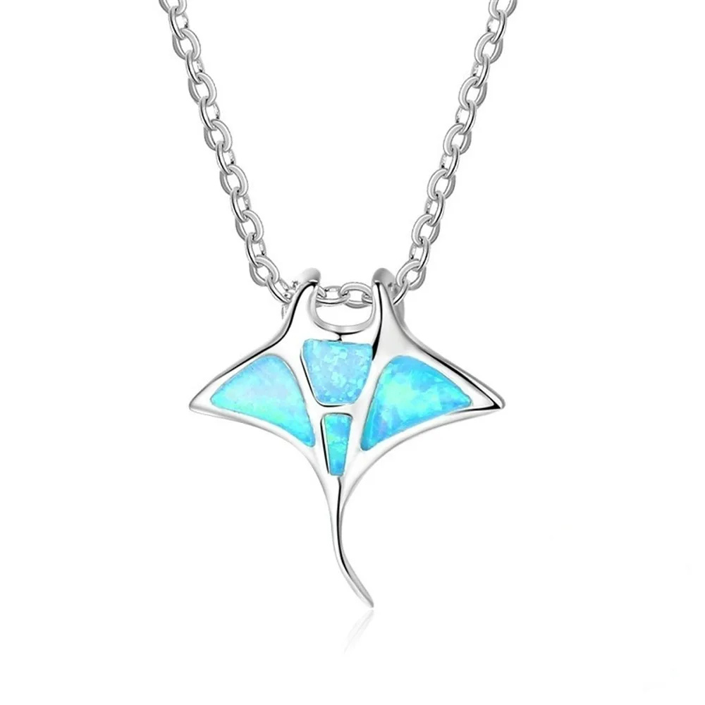 Collier Raie Manta Bleue
